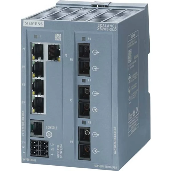 Промышленный коммутатор Siemens SCALANCE XB205-3LD 6GK5205-3BF00-2AB2, управляемый, 5 портов 10/100 Мбит/с RJ45, 3 порта 100 Мбит/с одномодовый FO SC, 1 консольный порт, питание 24 В DC