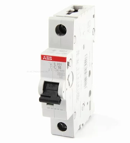 Автоматический выключатель ABB S201-C1.6 2CDS251001R0974, 1.6A, 1-полюсный, характеристика C, 4.5 кА