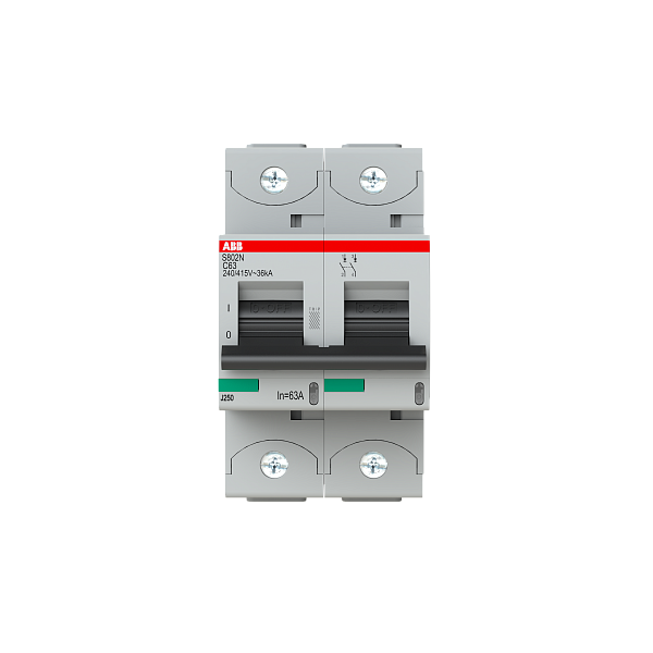 Автоматический выключатель ABB S802N-C63 2CCS892001R0634, 63 А, 2 полюса, характеристика C, 400 В