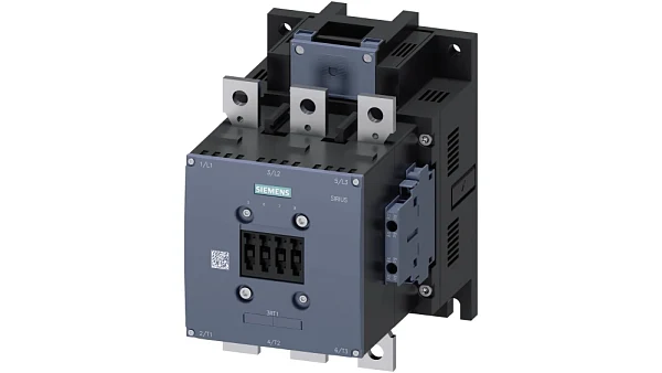 Контактор Siemens 3RT1064-6AP36, 3-полюсный, номинальный ток 225 А, 110 кВт при 400 В AC (50–60 Гц), катушка управления 220–240 В AC/DC, 2 NO + 2 NC