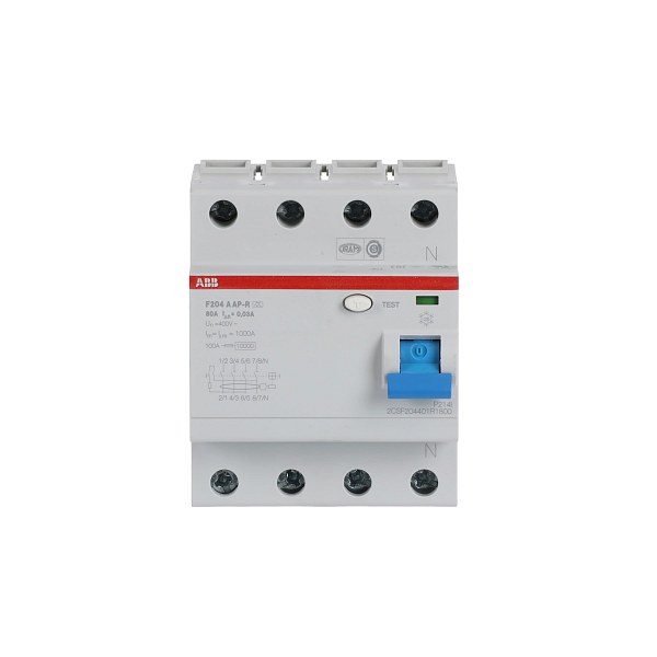 УЗО ABB F204 A-80/0.03 AP-R 2CSF204401R1800, 80 А, 4 полюса, тип A, 30 мА