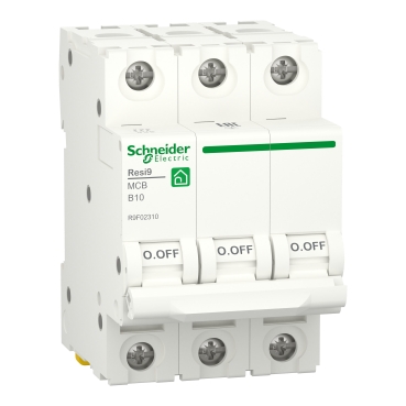 Автоматический выключатель Schneider Electric RESI9 R9F02310, 3-полюсный, 10 А, характеристика B, 6000 А