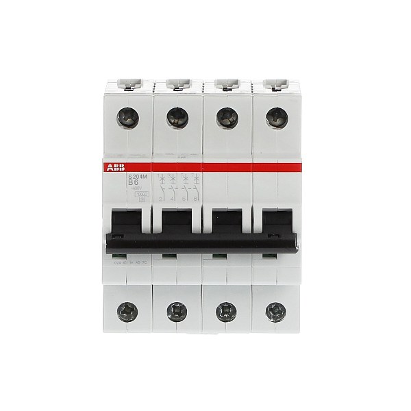 Автоматический выключатель ABB S204M-B6 2CDS274001R0065, 6 А, 4 полюса, характеристика B, 400 В