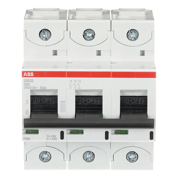 Автоматический выключатель ABB S803S-D63 2CCS863001R0631, 63 А, 3 полюса, характеристика D, 400 В