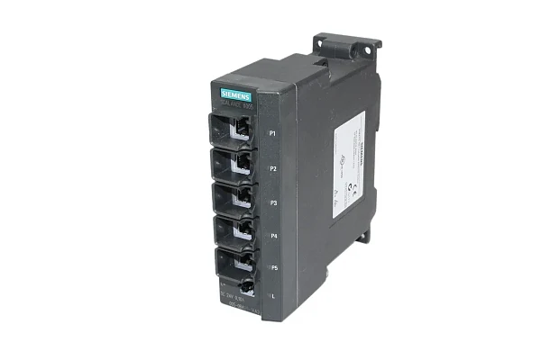 Промышленный коммутатор Siemens SCALANCE X005 6GK5005-0BA00-1AA3, неуправляемый, 5 портов 10/100 Мбит/с RJ45, светодиагностика, питание 24 В DC, степень защиты IP30