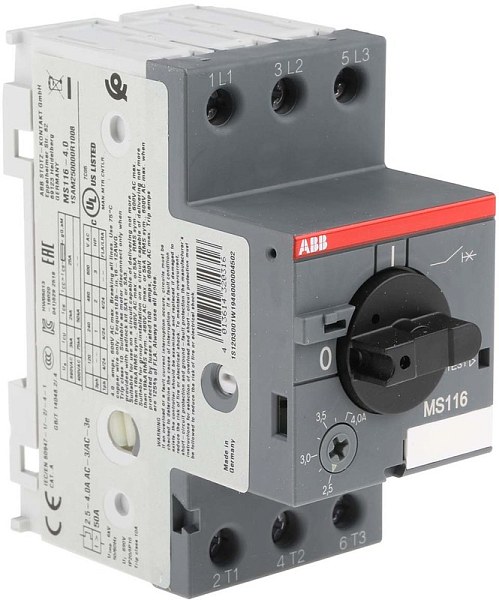 Автоматический выключатель для защиты двигателя ABB MS116-4.0 1SAM250000R1008, 4 A, 690 V