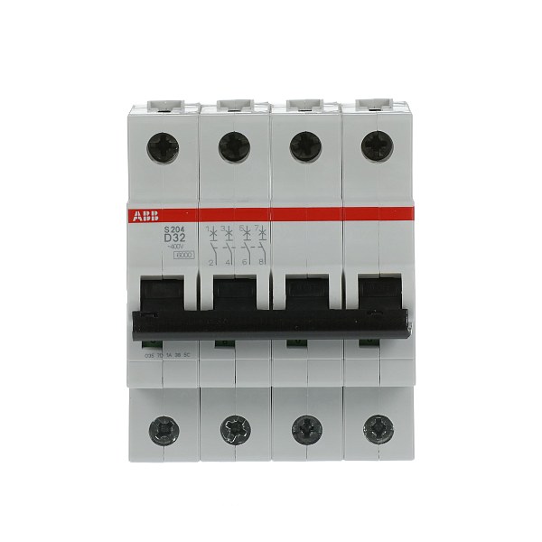 Автоматический выключатель ABB S204-D32 2CDS254001R0321, 32 А, 4 полюса, характеристика D, 400 В