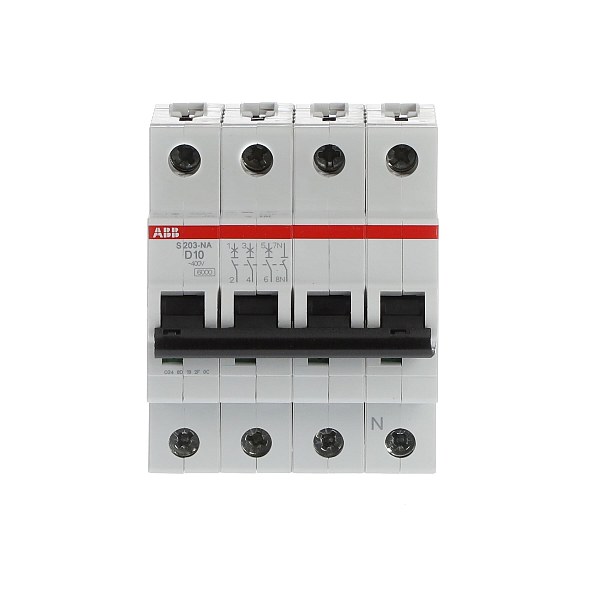 Автоматический выключатель ABB S203-D10NA 2CDS253103R0101, 10 А, 3 полюса, характеристика D, 400 В