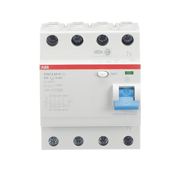 УЗО ABB F204 A-63/0.03 AP-R 2CSF204401R1630, 63 А, 4 полюса, тип A, 30 мА