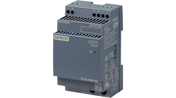 Блок питания Siemens LOGO!Power 6EP3332-6SB00-0AY0, вход 100–240 В AC, выход 24 В DC, 2,5 А, 60 Вт, для монтажа на DIN-рейку