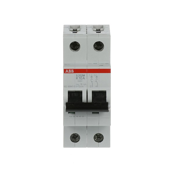 Автоматический выключатель ABB S202M-K10 2CDS272001R0427, 10 А, 2 полюса, характеристика K, 400 В