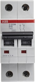 Автоматический выключатель ABB S202M-B6 2CDS272001R0065, 6 А, 2 полюса, характеристика B, 230 В