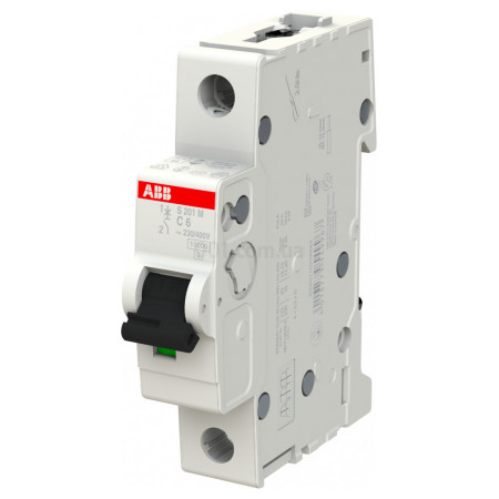 Автоматический выключатель ABB S201M-C6 2CDS271001R0064, 6 А, 1 полюс, характеристика C, 230 В