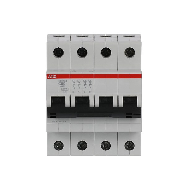 Автоматический выключатель ABB SH204-C50 2CDS214001R0504, 50 А, 4 полюса, характеристика C, 400 В