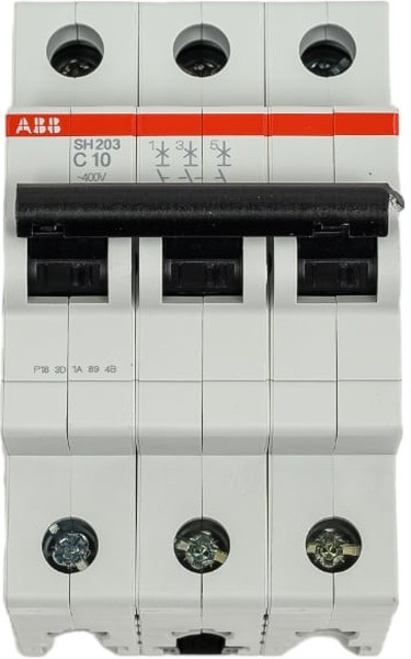 Автоматический выключатель ABB SH203-C10 2CDS213001R0104, 10A, 6 кА, 3-полюсный, характеристика C