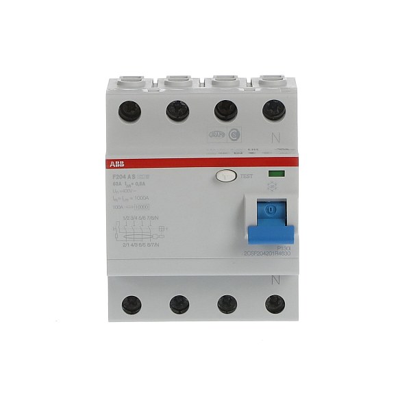 УЗО ABB F204 A S-63/0.5 2CSF204201R4630, 63 А, 4 полюса, тип A, 500 мА