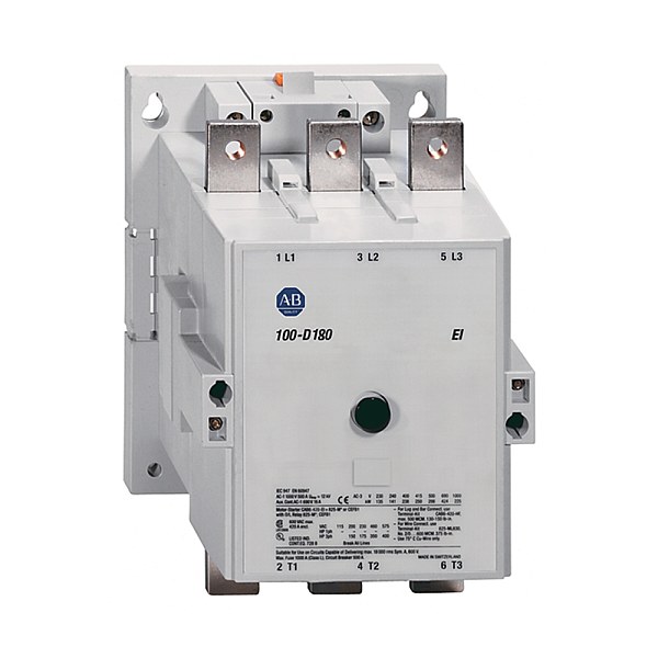 Контактор Allen-Bradley 100-D180EA11, 3 полюса, 180 А, катушка 208–277 В AC, 1 НО + 1 НЗ