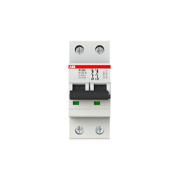 Автоматический выключатель ABB M202-50A 2CDA282799R0501, 50 А, 2 полюса, характеристика C, 400 В