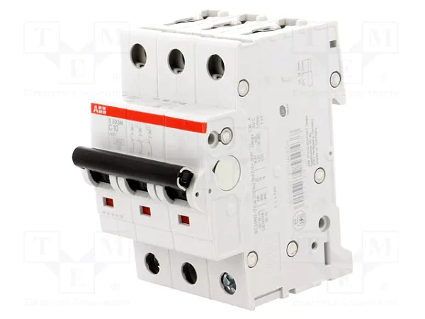 Автоматический выключатель ABB S203M-C10 2CDS273001R0104, 10 А, 3 полюса, характеристика C, 400 В