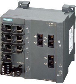 ​Промышленный коммутатор Siemens SCALANCE X307-3 6GK5307-3BL10-2AA3, управляемый, 7 портов 10/100 Мбит/с RJ45, 3 порта 1000 Мбит/с SC многомодовый, питание 24 В DC