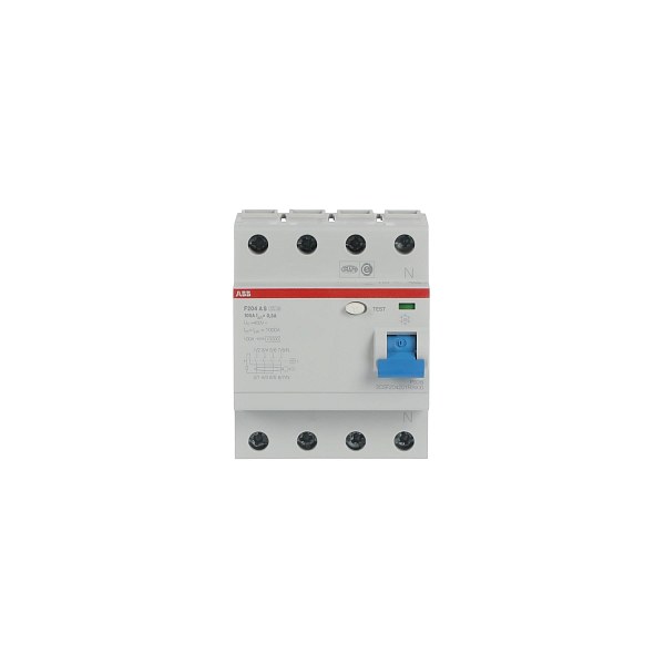 УЗО ABB F204 A S-100/0.3 2CSF204201R3900, 100 А, 4 полюса, тип A, ток утечки 300 мА, 400 В