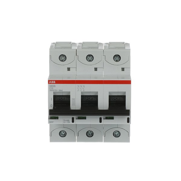 Автоматический выключатель ABB S803S-C10 2CCS863001R0104, 10 А, 3 полюса, характеристика C, 400 В