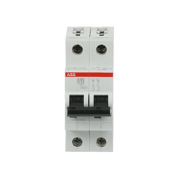 Автоматический выключатель ABB S202-D32 2CDS252001R0321, 32 А, 2 полюса, характеристика D, 400 В