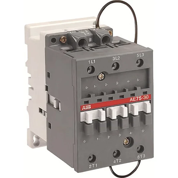 Контактор ABB AE75-30-00-81, серия A-Line, 3-полюсный, номинальный ток 105 А, катушка 24 В DC, клеммы под винт, установка на DIN-рейку.