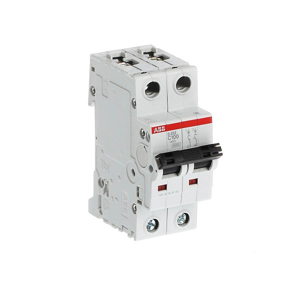 Автоматический выключатель ABB S202-C100 2CDS252001R0824, 100 А, 2 полюса, характеристика C, 400 В