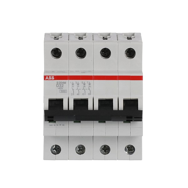 Автоматический выключатель ABB S204M-D32 2TAZ117400R0321, 32 А, 4 полюса, характеристика D, 400 В