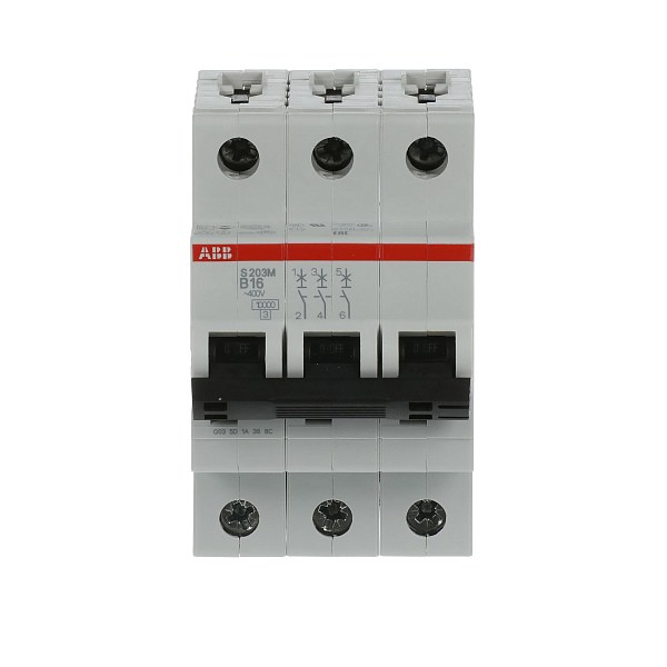 Автоматический выключатель ABB S203M-B16 2CDS273001R0165, 16 А, 3 полюса, характеристика B, 400 В