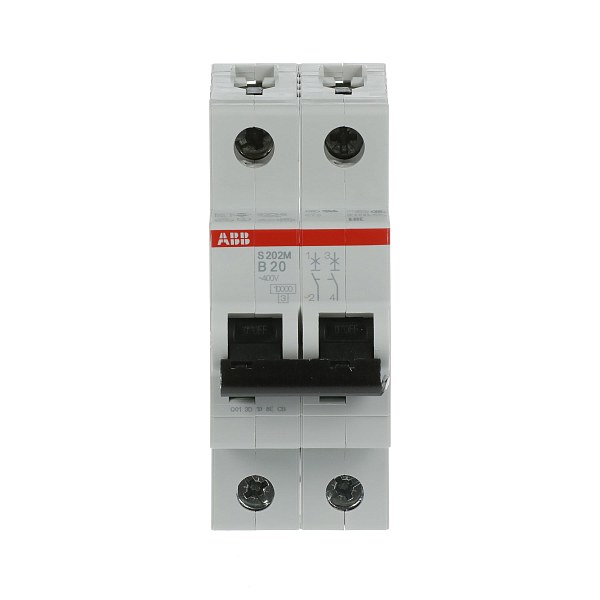 Автоматический выключатель ABB S202M-B20 2CDS272001R0205, 20 А, 2 полюса, характеристика B, 230 В