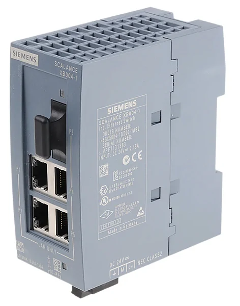Промышленный коммутатор Siemens SCALANCE XB004-1LD 6GK5004-1BF00-1AB2, неуправляемый, 4 порта 10/100 Мбит/с RJ45, 1 порт 100 Мбит/с одномодовый SC, питание 24 В AC/DC, степень защиты IP20