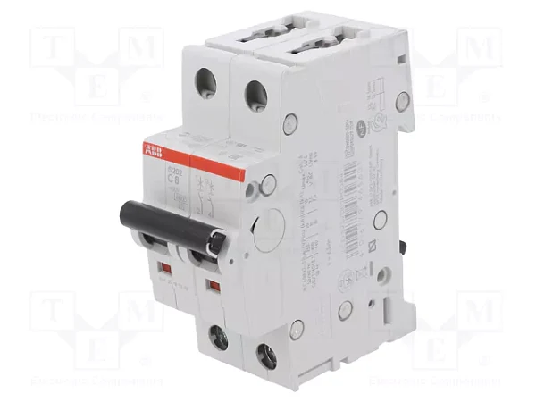 Автоматический выключатель ABB S202-C8 2TAZ116200R0084, 8 А, 2 полюса, характеристика C, 400 В