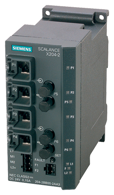 ​Промышленный коммутатор Siemens SCALANCE X204-2 6GK5204-2BB10-2AA3, управляемый, 4 порта 10/100 Мбит/с RJ45, 2 порта 100 Мбит/с многомодовый BFOC