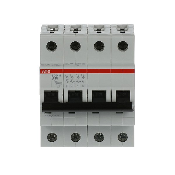 Автоматический выключатель ABB S204M-B16 2CDS274001R0165, 16 А, 4 полюса, характеристика B, 400 В