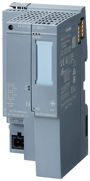Коммуникационный процессор Siemens CP 1542SP-1 6GK7542-6UX00-0XE0, поддерживает открытую IE-коммуникацию (TCP/IP, ISO-on-TCP, UDP), PG/OP, маршрутизацию S7, IP broadcast/multicast, SNMPv1, DHCP, Email, IPv4/IPv6, синхронизацию времени через NTP