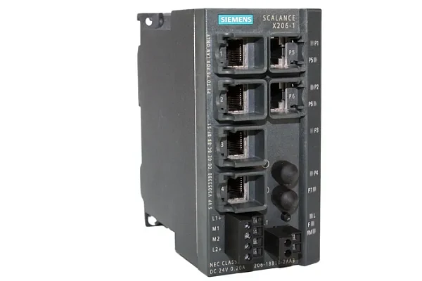 Промышленный коммутатор Siemens SCALANCE X206-1 6GK5206-1BB10-2AA3, управляемый, 6 портов 10/100 Мбит/с RJ45, 1 порт 100 Мбит/с многомодовый BFOC