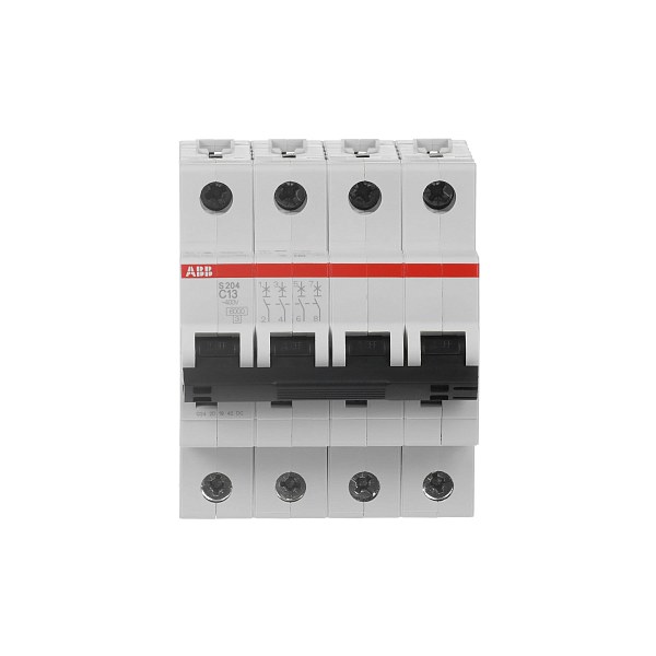 Автоматический выключатель ABB S204-C13 2TAZ116400R0134, 13 А, 4 полюса, характеристика C, 400 В