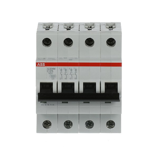 Автоматический выключатель ABB S204M-C25 2CDS274001R0254, 25 А, 4 полюса, характеристика C, 400 В