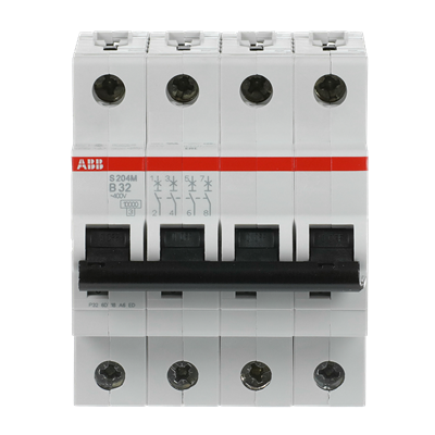 Автоматический выключатель ABB S204M-B32 2CDS274001R0325, 32 А, 4 полюса, характеристика B, 400 В
