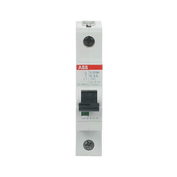 Автоматический выключатель ABB S201M-K4 2CDS271001R0337, 4 А, 1 полюс, характеристика K, 230 В