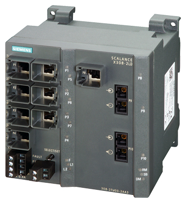 ​Промышленный коммутатор Siemens SCALANCE X308-2LD 6GK5308-2FM10-2AA3, управляемый, 7 портов 10/100 Мбит/с RJ45, 1 порт 10/100/1000 Мбит/с RJ45, 2 порта 1000 Мбит/с SC одномодовые