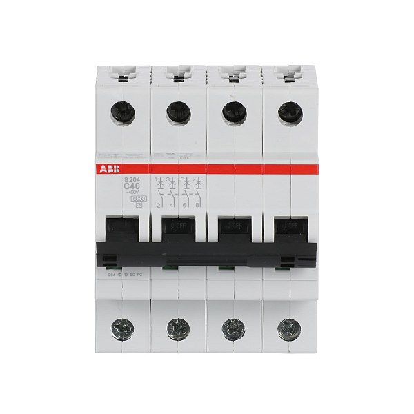 Автоматический выключатель ABB S204-C40 2CDS254001R0404, 40 А, 4 полюса, характеристика C, 400 В