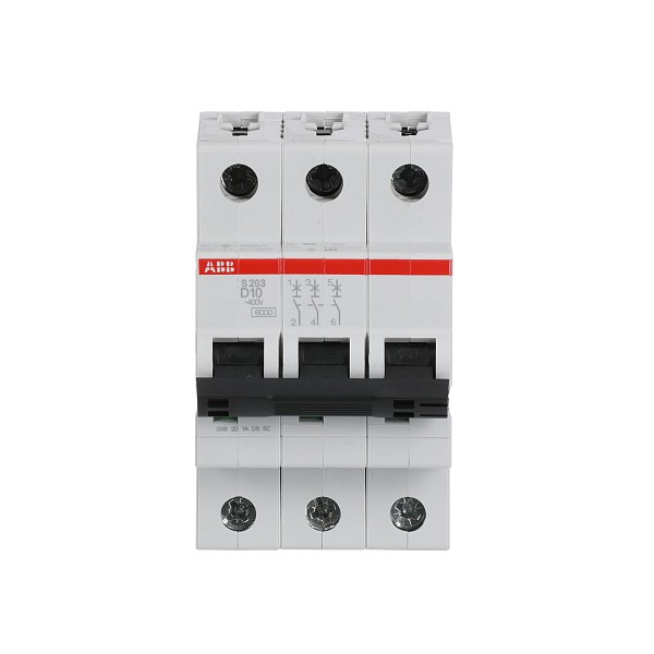 Автоматический выключатель ABB S203-D10 2CDS253001R0101, 10 А, 3 полюса, характеристика D, 400 В