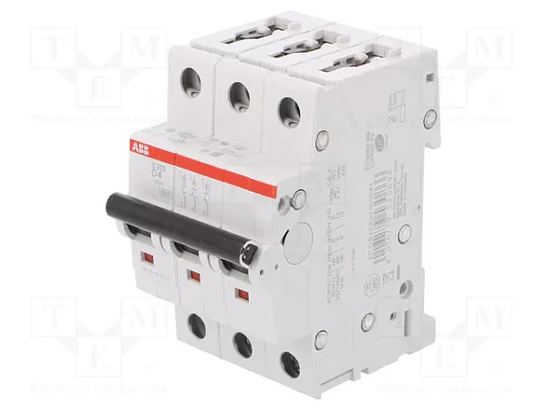 Автоматический выключатель ABB S203-D4 2CDS253001R0041, 4 А, 3 полюса, характеристика D, 400 В