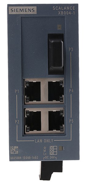 Промышленный коммутатор Siemens SCALANCE XB004-1 6GK5004-1BD00-1AB2, неуправляемый, 4 порта 10/100 Мбит/с RJ45, 1 порт 100 Мбит/с многомодовый SC, питание 24 В AC/DC, степень защиты IP20