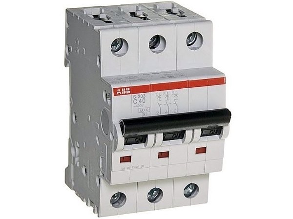 Автоматический выключатель ABB S203-C40 2CDS253001R0404, 40 А, 3 полюса, характеристика C, 400 В