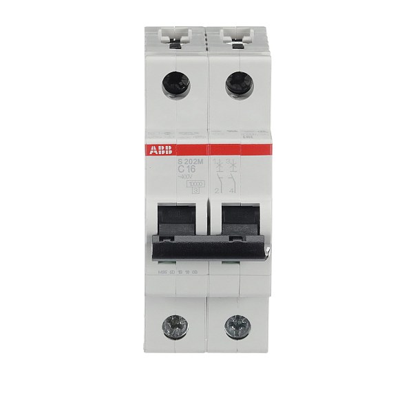 Автоматический выключатель ABB S202M-C1.6 2CDS272001R0974, 1.6 А, 2 полюса, характеристика C, 400 В