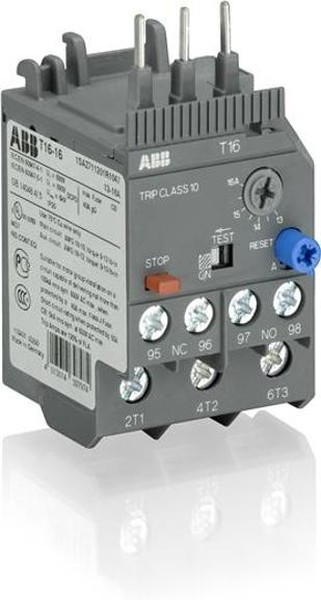 Реле перегрузки тепловое ABB T16-4.2 Реле перегрузки тепловое ABB T16-4.2 1SAZ711201R1035, 3-4.2 А, для контакторов AF, класс 10, 3-4.2 А, для контакторов AF, класс 10